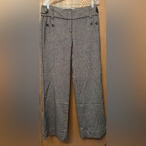 Anthropologie Leifsdottir Pants Womens Size 6 Gray Black Trim Buttoned Wide Leg